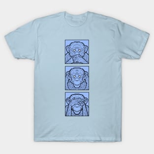 three wise monkeys in blue T-Shirt